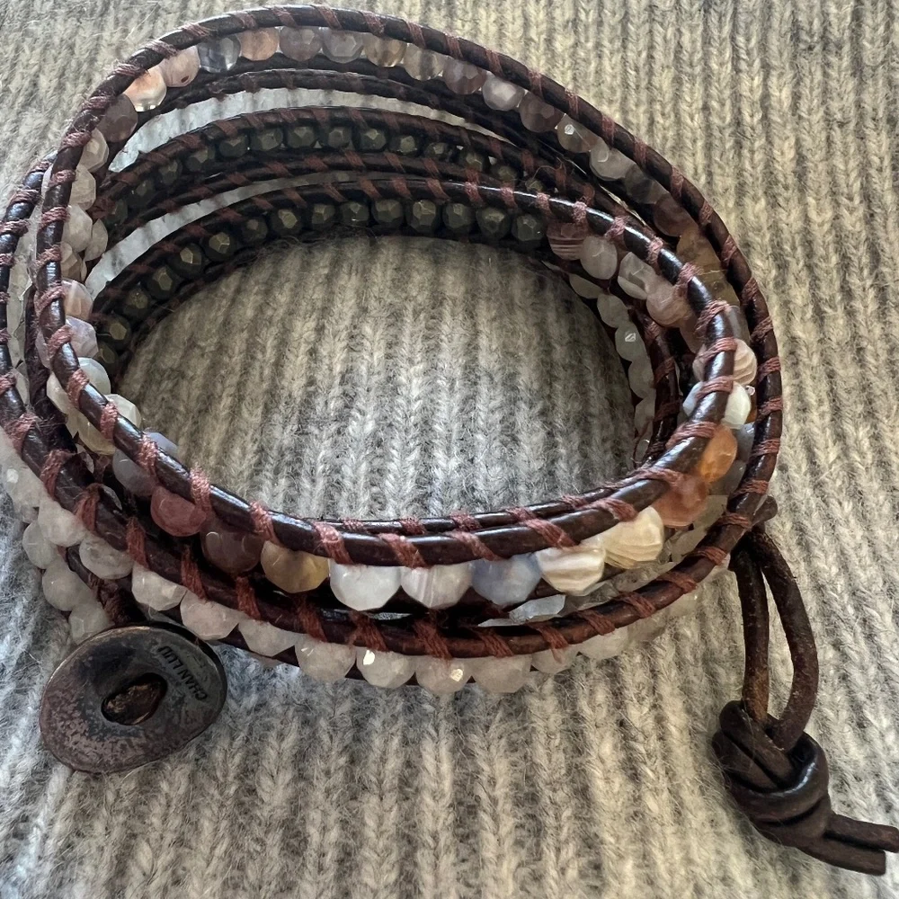 Authentic Chan Luu Agate Five Wrap Leather Bracelet - Picture 3 of 3